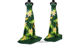 pareo rayon sarongs handpainting flower green and yellow color made in bali